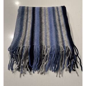 William Brunton Hand Knits Lambswool Striped Scarf Made In Scotland Knit READ